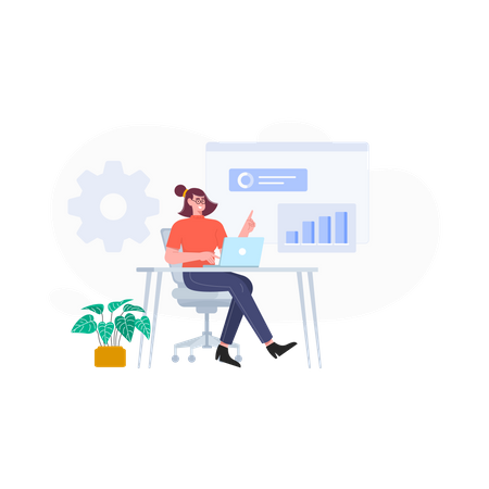 Businesswoman Analyze Data  Illustration