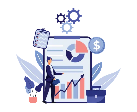 Businesswoman analyze financial report  Illustration