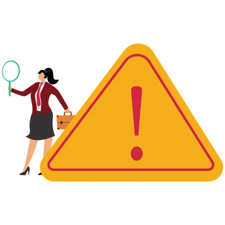Businesswoman analyze the root causes that may lead to risks  Illustration
