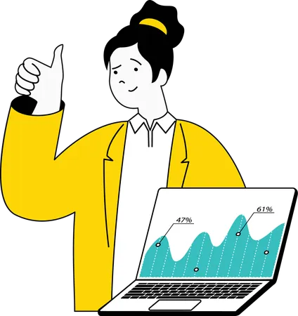 Businesswoman analyzes financial data  Illustration