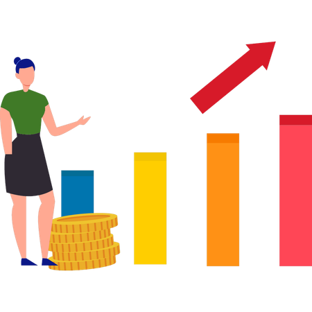 Businesswoman analyzes financial growth  Illustration