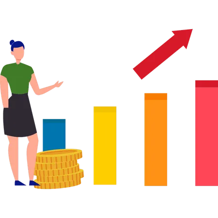 Businesswoman Analyzes Financial Growth Illustration