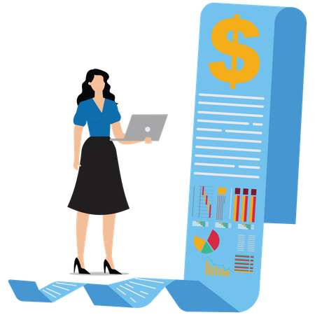 Businesswoman analyzes market data  Illustration