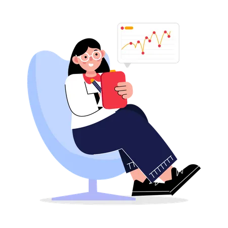 Businesswoman analyzing business data  Illustration