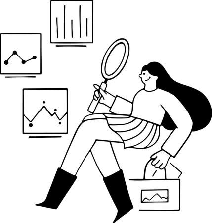 Businesswoman Analyzing data statistics  Illustration