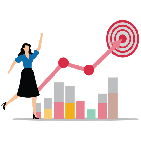 Businesswoman analyzing growth data  Illustration