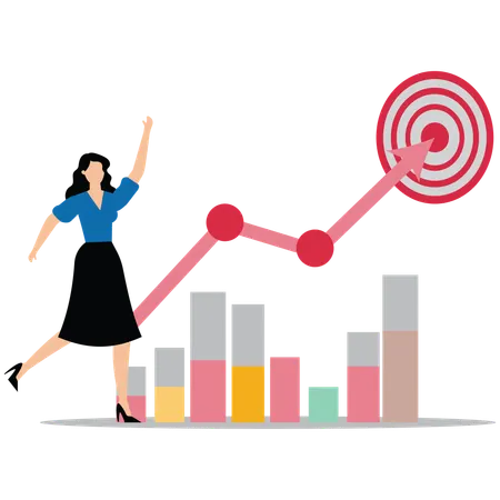 Businesswoman analyzing growth data  Illustration