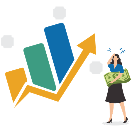 Businesswoman analyzing growth graph  Illustration