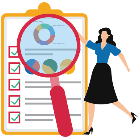 Businesswoman analyzing market analysis  Illustration