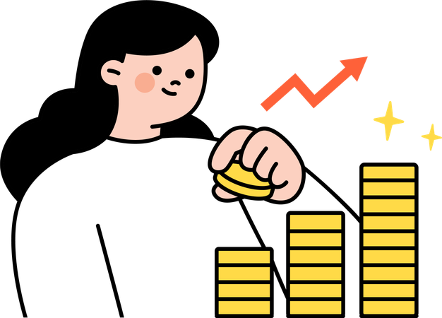 Businesswoman analyzing money growth  Illustration