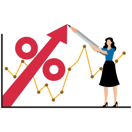 Businesswoman analyzing percent graph  Illustration