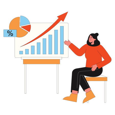 Businesswoman analyzing sales data  Illustration