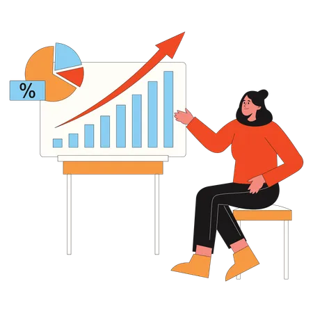 Businesswoman analyzing sales data  Illustration