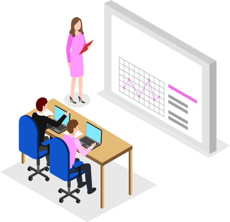 Businesswoman analyzing stock market report  Illustration