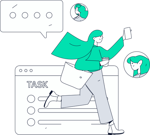 Businesswoman analyzing tasks schedule  Illustration