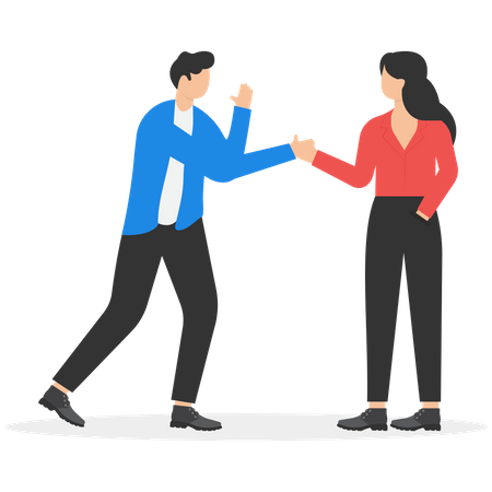 Businesswoman and businessman shaking hands  Illustration