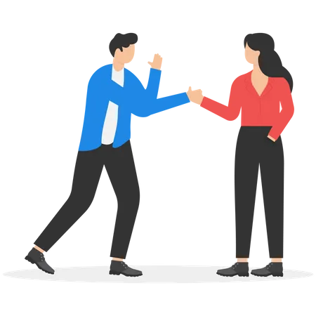 Businesswoman and businessman shaking hands  Illustration