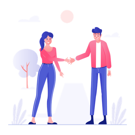 Businesswoman and businessman shaking hands  Illustration