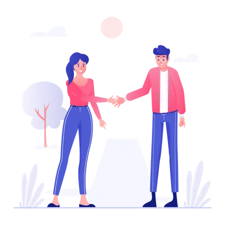 Businesswoman and businessman shaking hands  Illustration