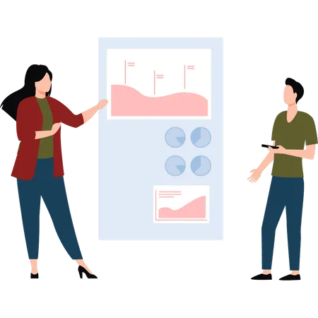 Businesswoman and man doing business analysis  Illustration