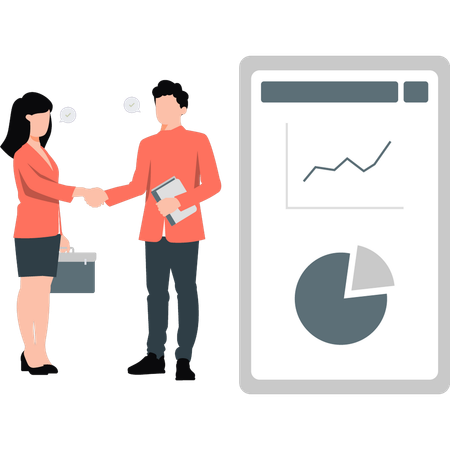 Businesswoman and man doing business deal  Illustration