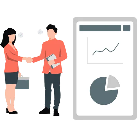 Businesswoman and man doing business deal  Illustration