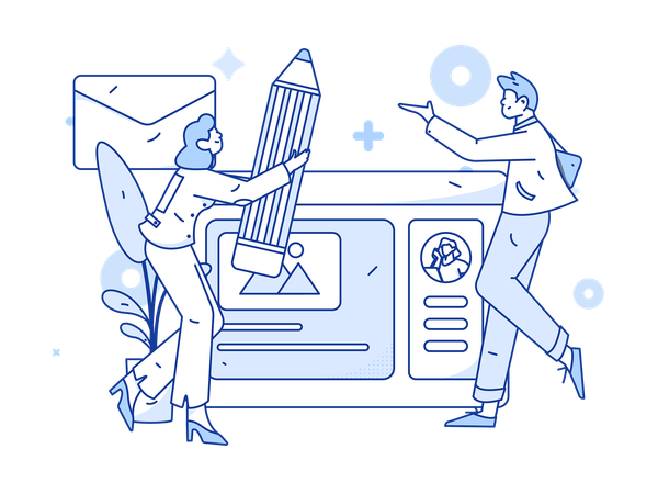 Businesswoman and man showing analysis report  Illustration