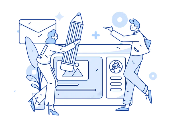 Businesswoman and man showing analysis report  Illustration