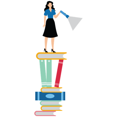 Businesswoman announces power of knowledge  Illustration
