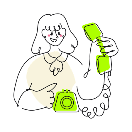 Businesswoman answers the phone on the receiver  Illustration