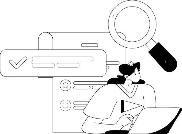 Businesswoman approves employee tasks  Illustration