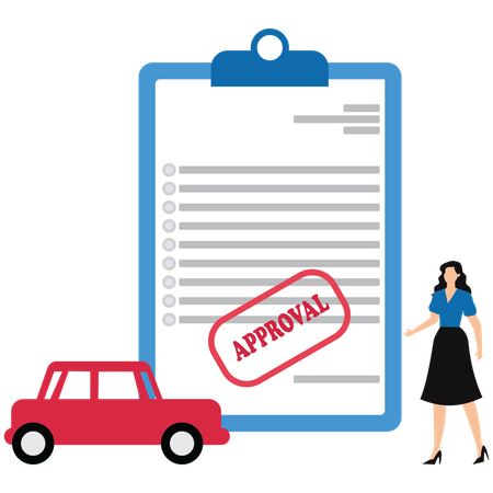 Businesswoman approving driving permission  Illustration