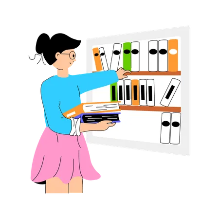 Businesswoman arranging Office Files  Illustration