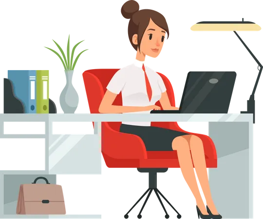 Businesswoman at office workplace Illustration