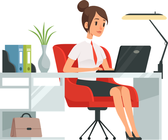 Businesswoman at office workplace  Illustration