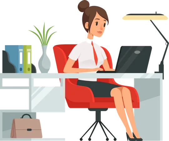 Businesswoman at office workplace  Illustration