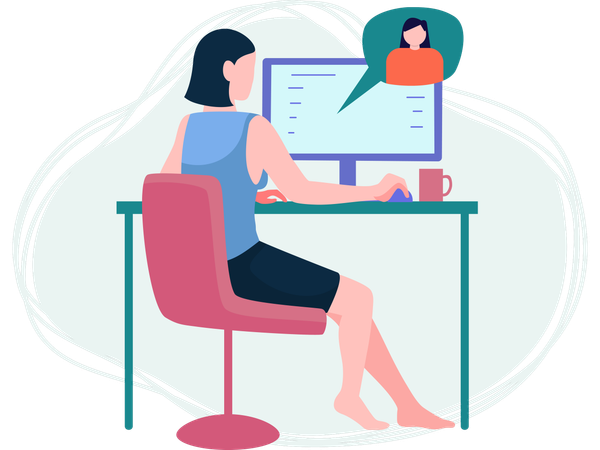 Businesswoman attending online meeting  Illustration
