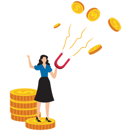 Businesswoman attracting business investment  Illustration