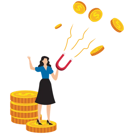 Businesswoman attracting business investment  Illustration