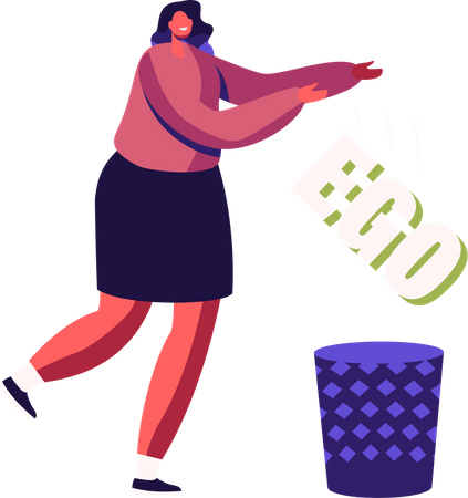 Businesswoman avoiding ego  Illustration