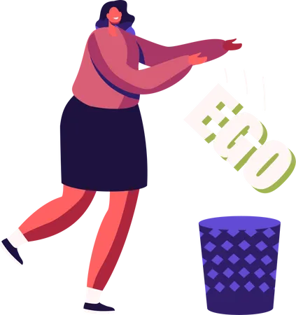 Businesswoman avoiding ego  Illustration