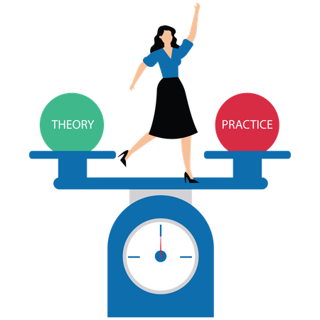 Businesswoman balancing balls on scale that symbolize harmony and equity  Illustration