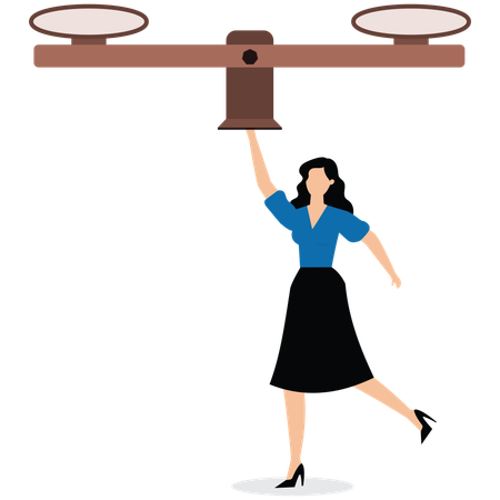 Businesswoman balancing business scale  Illustration