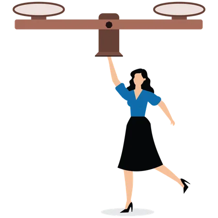 Businesswoman balancing business scale  Illustration