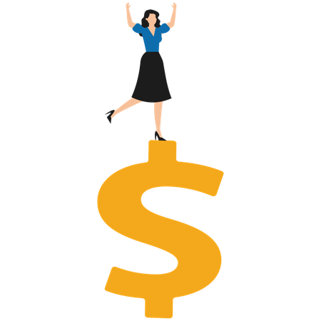 Businesswoman balancing business wealth  Illustration