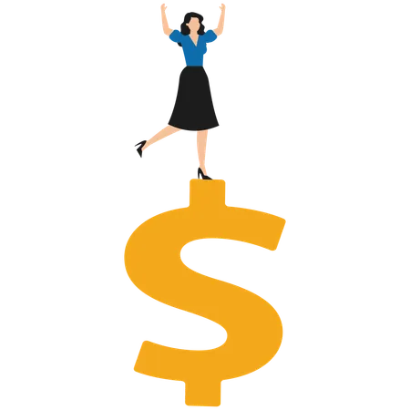 Businesswoman balancing business wealth  Illustration