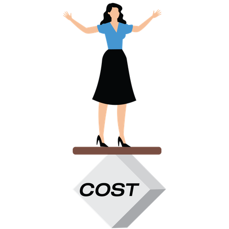 Businesswoman balancing cost  Illustration