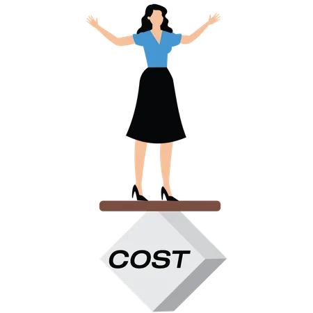 Businesswoman balancing cost  Illustration