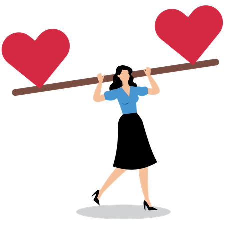 Businesswoman balancing hearts  Illustration