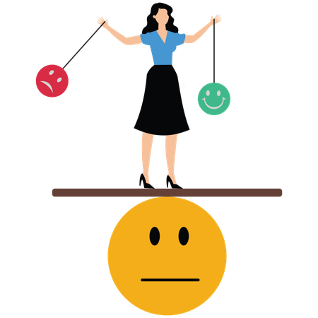 Businesswoman balancing mood  Illustration